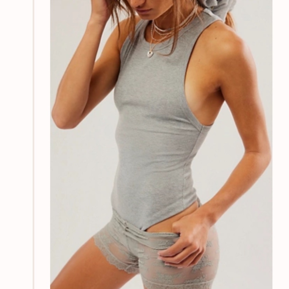 Free People Brexley Bodysuit Heather Grey Small LIKE NEW
